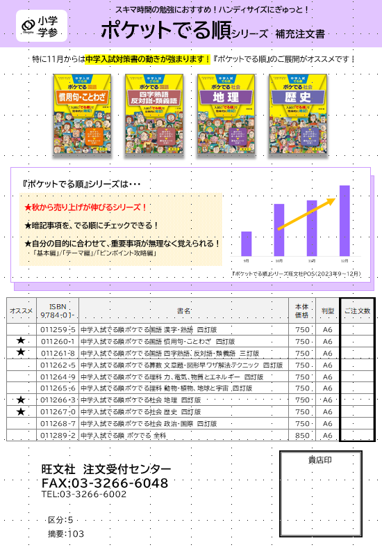 『ポケットでる順』シリーズ 補充注文書